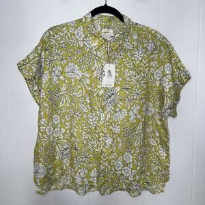 Rachel Ashwell Women’s 100% Linen Floral Top Crop Size Large NWT